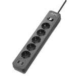 APC Essential SurgeArrest Electric Adapter, 5 Outlets, 2 USB Ports, 230V - Black
