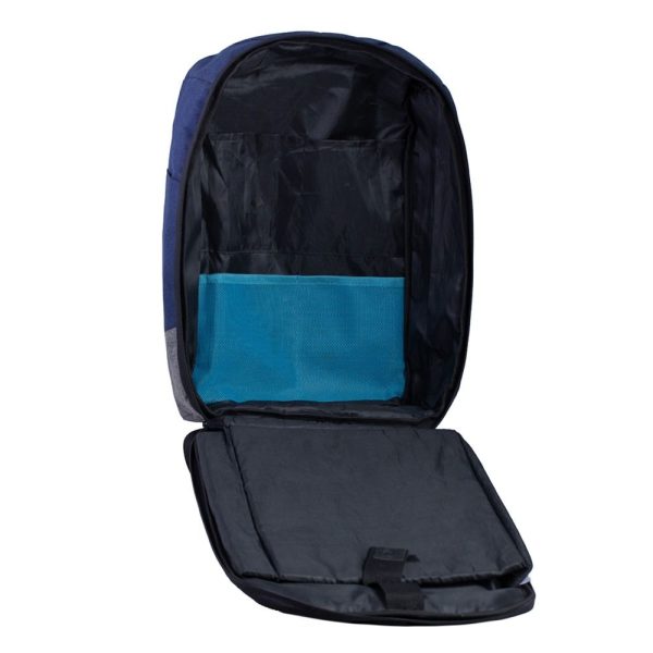 ⁦E-train (BG82L) Laptop Backpack with Zipper Puller fits up to 15.6" - Blue*Gray⁩ - الصورة ⁦4⁩