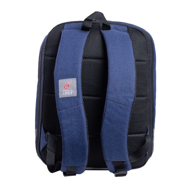 ⁦E-train (BG82L) Laptop Backpack with Zipper Puller fits up to 15.6" - Blue*Gray⁩ - الصورة ⁦3⁩