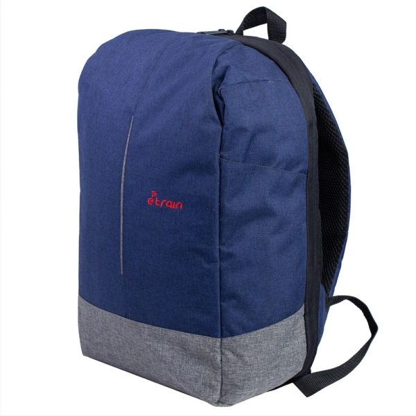 ⁦E-train (BG82L) Laptop Backpack with Zipper Puller fits up to 15.6" - Blue*Gray⁩ - الصورة ⁦2⁩