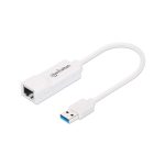 Manhattan (CV266) USB 3.0 to Gigabit Network Adapter 10/100/1000 Mbps Gigabit Ethernet SuperSpeed USB - White