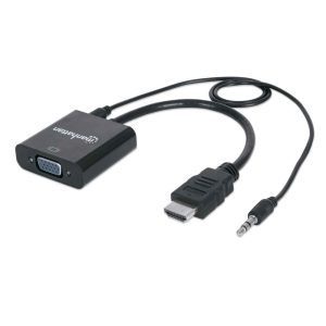 Manhattan (CV357) HDMI Male to VGA Female Converter with 3.5mm audio - Black