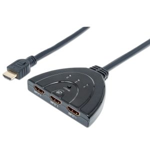 Manhattan  (CV418) 3-port HDMI Switch 1080P Integrated Cable - Black