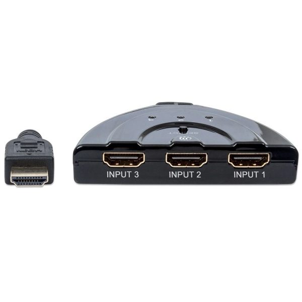 Manhattan  (CV418) 3-port HDMI Switch 1080P Integrated Cable - Black - Image 3