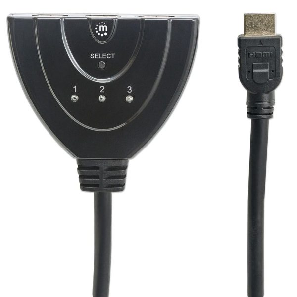 Manhattan  (CV418) 3-port HDMI Switch 1080P Integrated Cable - Black - Image 4
