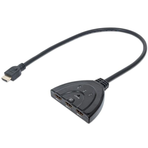 Manhattan  (CV418) 3-port HDMI Switch 1080P Integrated Cable - Black - Image 2