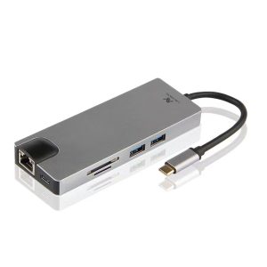 L'AVVENTO (US017) Type-C Hub 8in 1 - 2 USB 3.0, HDMI 4K, VGA, TF Card, RJ45 - 87W PD Power Output