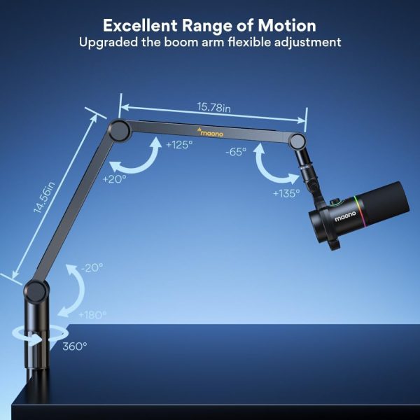 MAONO BA91 Adjustable 360° Microphone Boom Arm Stand – Sturdy Aluminum Alloy, 3-Point Flexibility, Universal Compatibility - Image 4