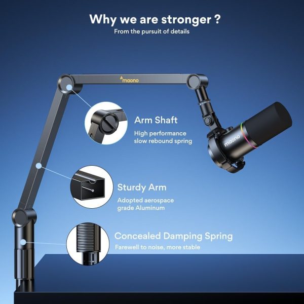 MAONO BA91 Adjustable 360° Microphone Boom Arm Stand – Sturdy Aluminum Alloy, 3-Point Flexibility, Universal Compatibility - Image 5