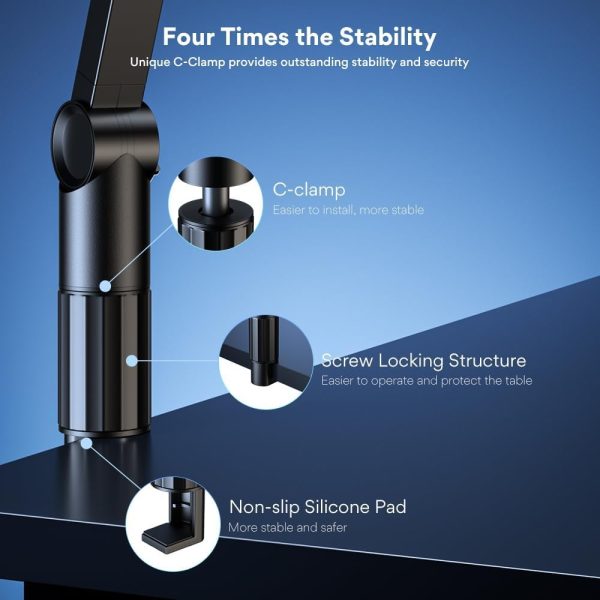 MAONO BA91 Adjustable 360° Microphone Boom Arm Stand – Sturdy Aluminum Alloy, 3-Point Flexibility, Universal Compatibility - Image 6