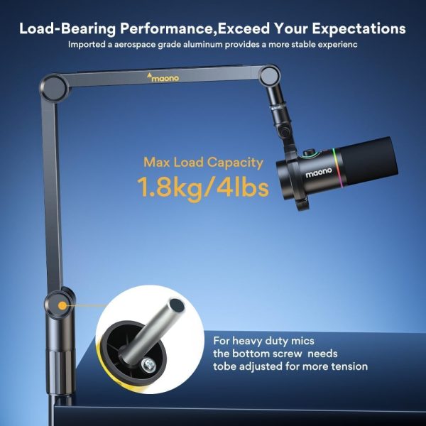MAONO BA91 Adjustable 360° Microphone Boom Arm Stand – Sturdy Aluminum Alloy, 3-Point Flexibility, Universal Compatibility - Image 3