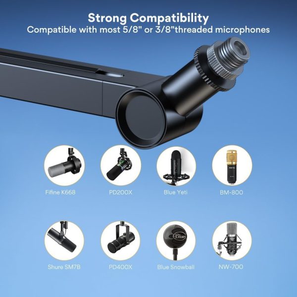 MAONO BA91 Adjustable 360° Microphone Boom Arm Stand – Sturdy Aluminum Alloy, 3-Point Flexibility, Universal Compatibility - Image 2