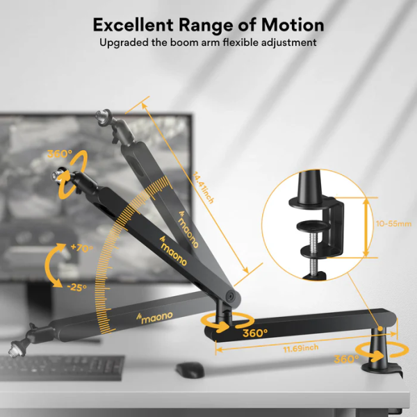 Maono BA92 Microphone Suspension Boom Arm Stand - Image 5