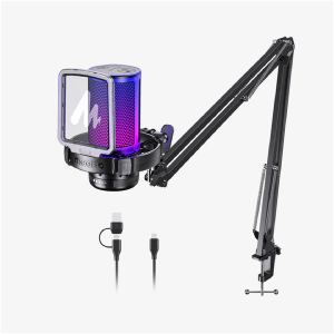 Maono PM450 StreamerWave USB Condenser Microphone Boom ARM Bundle – Black